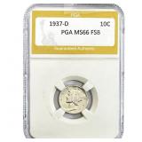 1937-D Mercury Silver Dime PGA MS66 FSB