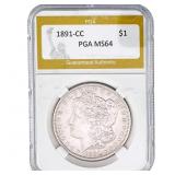 1891-CC Morgan Silver Dollar PGA MS64