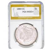 1884-CC Morgan Silver Dollar PGA MS65+