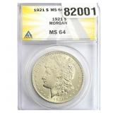 1921 Morgan Silver Dollar ANACS MS64