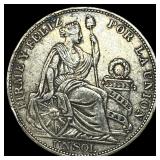 1895 Peru Silver 1 Sol NEARLY UNCIRCULATED