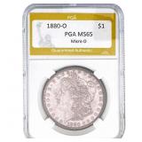 1880-O Morgan Silver Dollar PGA MS65 Micro O