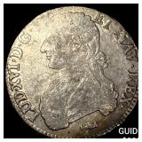 Colonial France Louis XV Silver 1 Ecu NEARLY UNCI