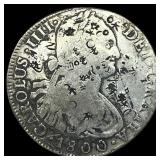 1800 Colonial Spain Silver 8 Reales Chopmarks NEAR