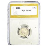 1916 Barber Dime PGA MS65
