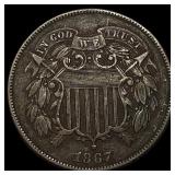 1867 Copper 2 Cents NEARLY UNCIRCULATED