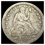 1853 Arrows Seated Liberty Silver Quarter LIGHTLY