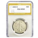 1943-D Walking Liberty Half Dollar PGA MS65