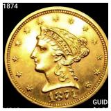 1874 $2.50 Gold Quarter Eagle UNCIRCULATED