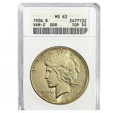 1926 Silver Peace Dollar ANACS MS63 VAM-2