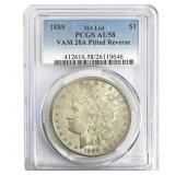 1889 Morgan Silver Dollar PCGS AU58 Pitted Rev