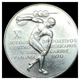 1970 Panama Silver 5 Balboas  UNCIRCULATED