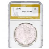 1890 Morgan Silver Dollar PGA MS65