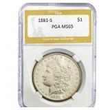 1881-S Morgan Silver Dollar PGA MS65