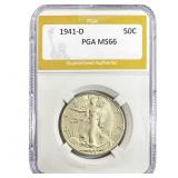 1941-D Walking Liberty Half Dollar PGA MS66