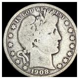 1908-S Silver Barber Half Dollar NICELY CIRCULATED
