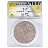 1878 Morgan Silver Dollar ANACS AU50 7 TF