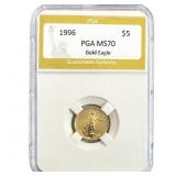 1996 1/10oz $5 Gold Eagle PGA MS70
