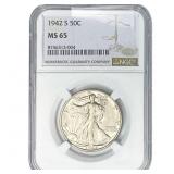 1942 Walking Liberty Half Dollar NGC MS65