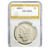 1881-S Morgan Silver Dollar PGA MS64