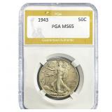 1943 Walking Liberty Half Dollar PGA MS65