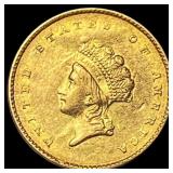 1854 Type 2 Gold $1 Indian Head Type 2 CLOSELY UNC