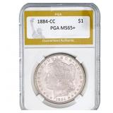 1884-CC Morgan Silver Dollar PGA MS65+