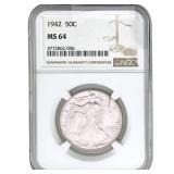 1942 Walking Liberty Half Dollar NGC MS64