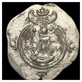 Sasanian Khusru II 590-627 AD Silver Drachm NEARL