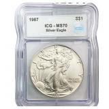 1987  ICG MS70 $1 Silver 1OZ SE