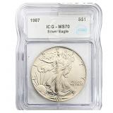 1987  ICG MS70 $1 Silver 1OZ SE