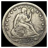1853 Arrows Seated Liberty Quarter LIGHTLY CIRCULA