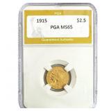 1915 $2.50 Gold Quarter Eagle PGA MS65