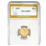 1907 $2.50 Gold Quarter Eagle PGA MS64