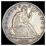 1871 Silver Half Dollar (Seated Liberty) CLOSELY U