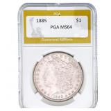 1885 Morgan Silver Dollar PGA MS64