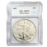 1987  ICG MS70 $1 Silver 1OZ SE