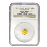 1882 Cresent Moon Gold Token .18g AV 9.5mm NGC MS6