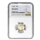1938 Mercury Silver Dime NGC MS68 FB
