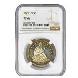 1862 Seated Liberty Half Dollar NGC PF61