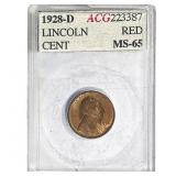 1928-D Lincoln Memorial Cent ACG MS65 RED