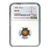 1845 Seated Liberty Half Dime NGC MS65