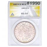 1883-O Morgan Silver Dollar ANACS MS64
