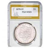 1878-CC Morgan Silver Dollar PGA MS65
