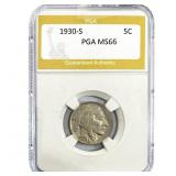 1930-S Buffalo Nickel PGA MS66