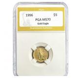 1996 1/10oz $5 Gold Eagle PGA MS70