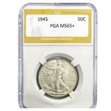1945 Walking Liberty Half Dollar PGA MS65+