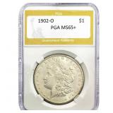 1902-O Morgan Silver Dollar PGA MS65+
