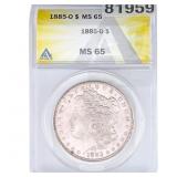 1885-O Morgan Silver Dollar ANACS MS65