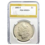 1885-S Morgan Silver Dollar PGA MS65+